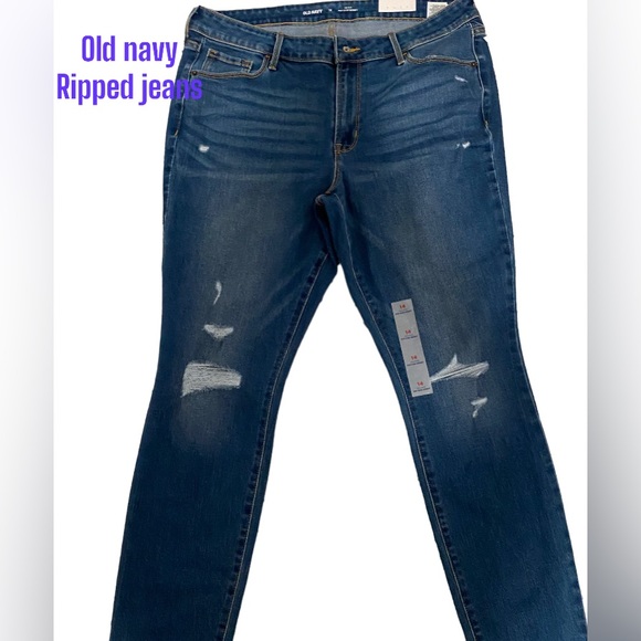 Old Navy Denim - Mid-Rise Pop Icon Ripped Skinny Jeans for Women size 14